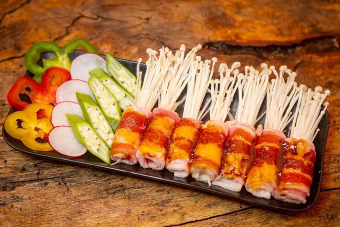 Bò cuộn nấm kim châm | Vinh Hạnh Food